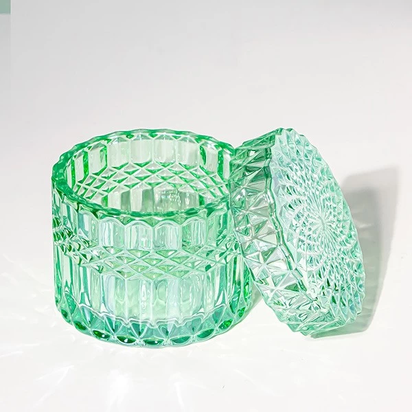 Lacquering Green 6oz Diamond Glass Jar and Lid