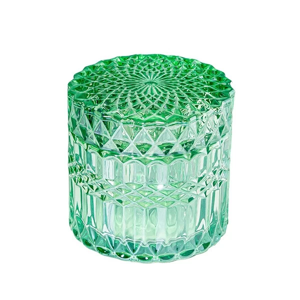 Lacquering Green 6oz Diamond Glass Jar and Lid