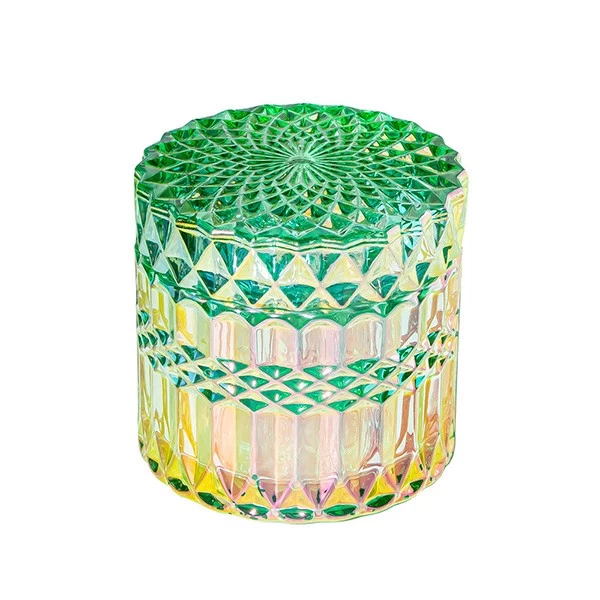 Lacquering Green 6oz Diamond Glass Jar and Lid