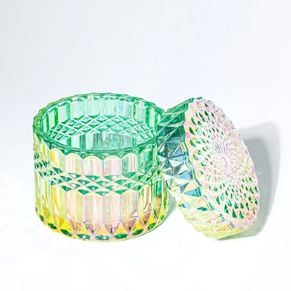 Lacquering Green 6oz Diamond Glass Jar and Lid