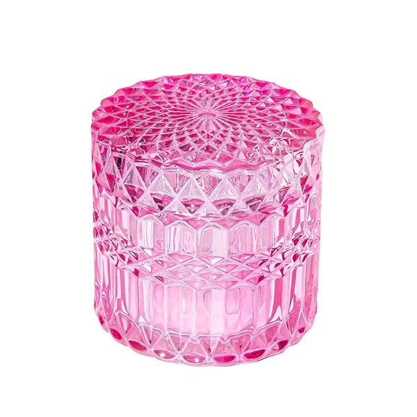 Rosafarbenes Kristallkerzenglas 6oz im Angebot