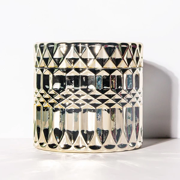 6oz Metallic Gold Crystal Candle Jar with Lid