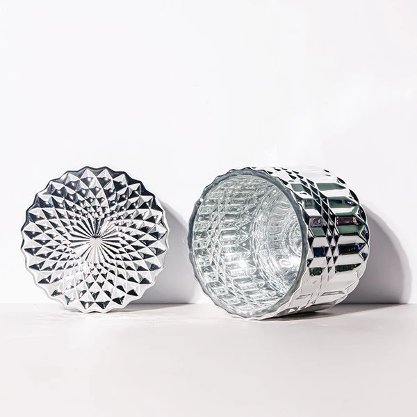 6oz Electroplated Silver Candle Glass