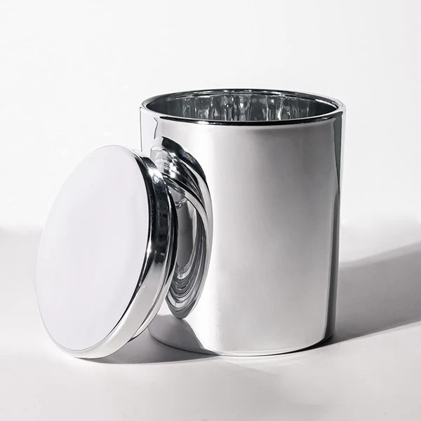 9oz Electroplated Silver Candle Glass Jar