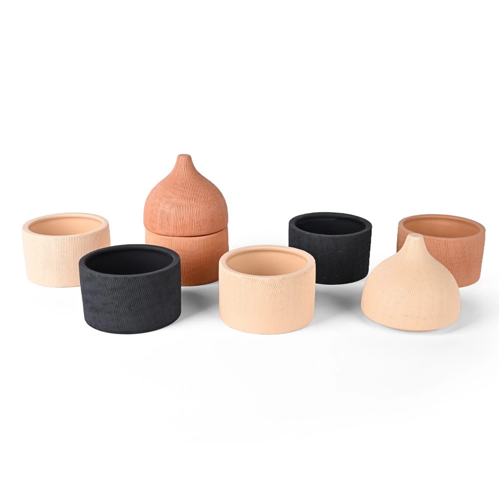 Decorative Storage Jars with Textured Lids for Modern Home Decor