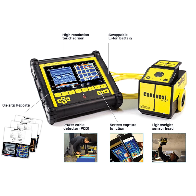 leggero portatile ad alta precisione Radiodetection GPR CONQUEST 100 Scanner per calcestruzzo