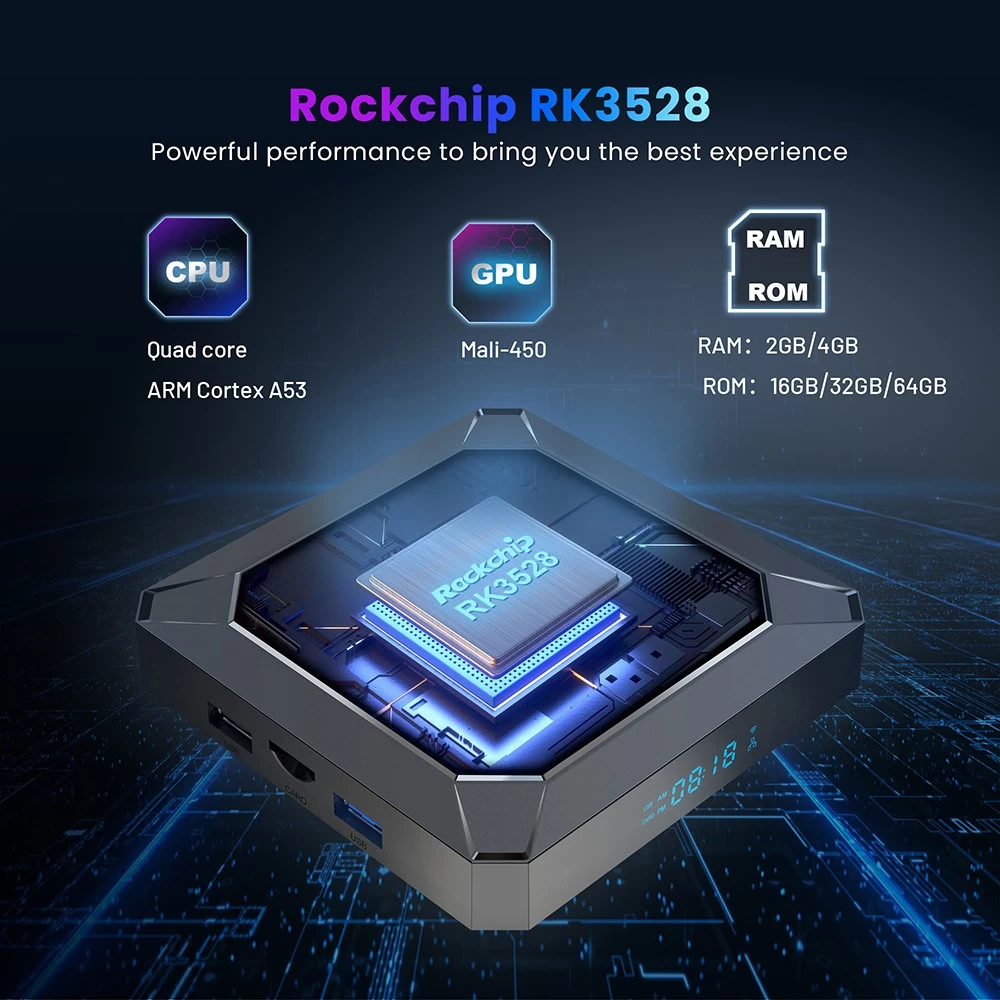 Rockchip RK3528A Quad Core Mail-450 Android 13 8K BT5.0 WiFi 6 TV Box