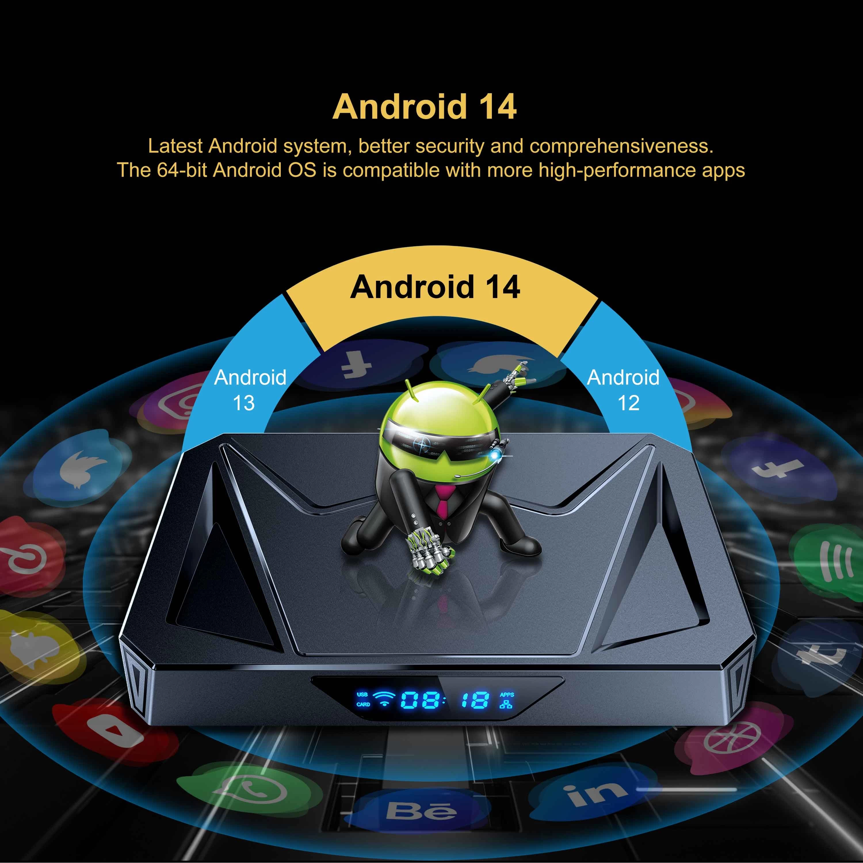 Allwinner H728 Qcta Core 8K Android 14 WiFi 6 TV Box