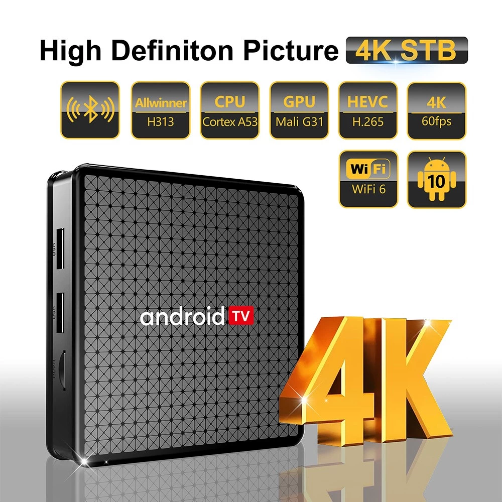 Allwinner H313 Quad Core WiFi 6 Android 10 Google ATV Voice Control 4K ULTRA HD Set Top Box