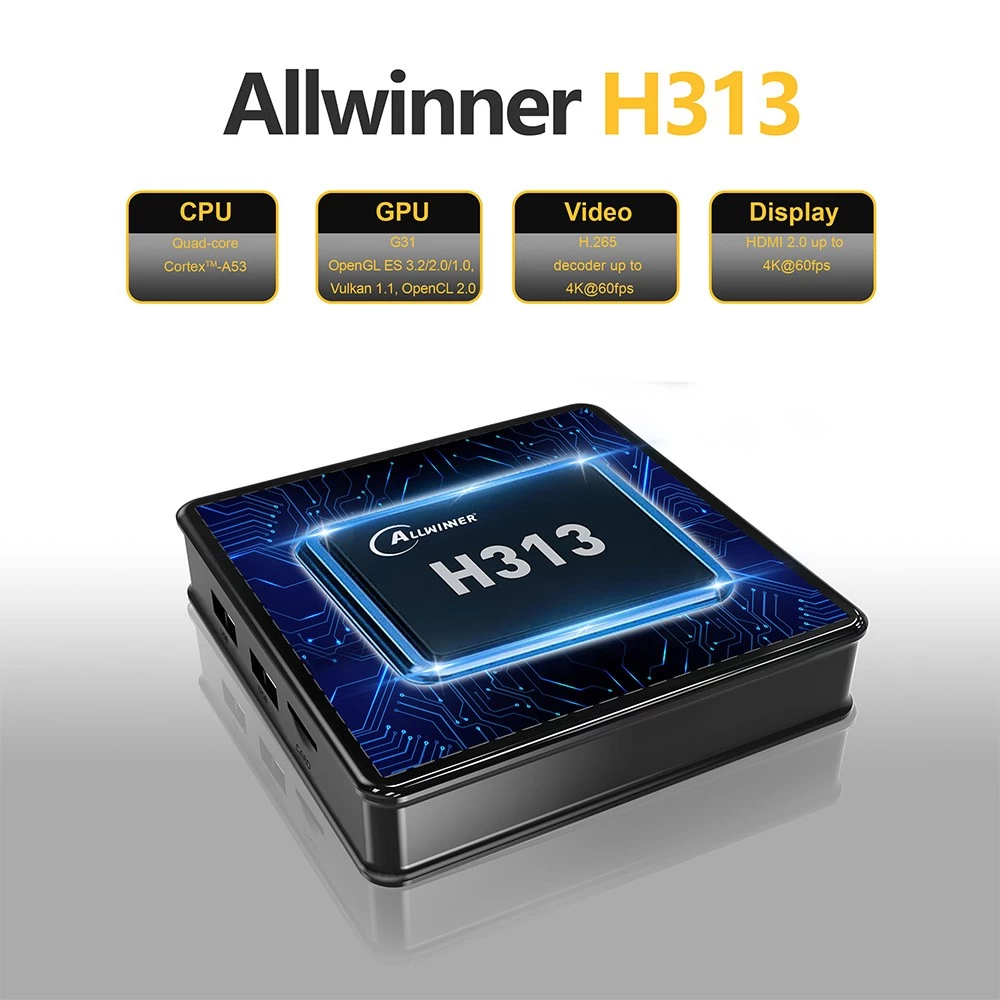 Allwinner H313 Quad Core WiFi 6 Android 10 Google ATV Voice Control 4K ULTRA HD Set Top Box