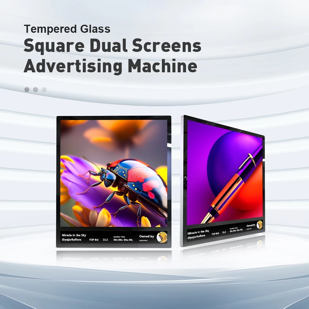 35.7 inch Square Dual Screens Tempered Glass Wall Mount Advertising Machine Digital Signage