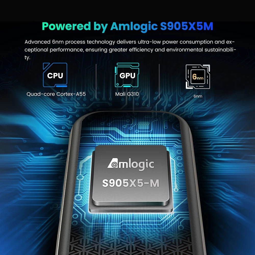 Amlogic S905X5M Quad Core AI-SR Android 14 TV Stick USB Type C 4K2K Android TV Stick
