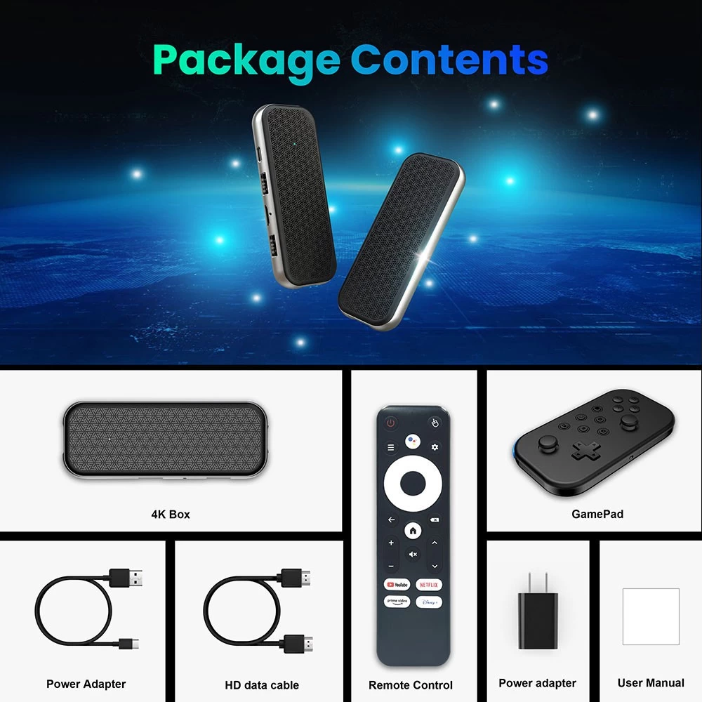 Amlogic S905X5M Quad Core AI-SR Android 14 TV Stick USB Type C 4K2K Android TV Stick