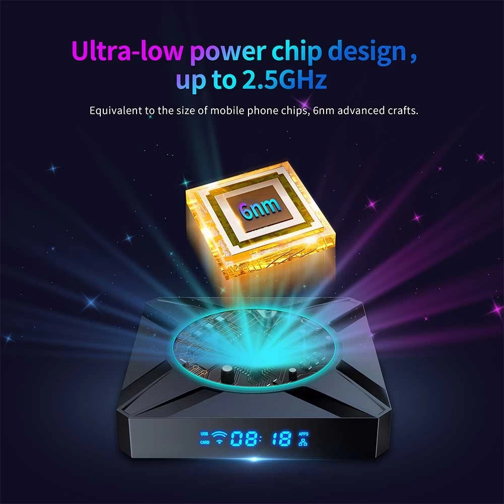 Amlogic S905X5-M Quad Core ARM Cortex A55 Mail G310 V2 6nm Chipset AV 1 Android 14 4K AI SR Dual WiFi Smart TV Box