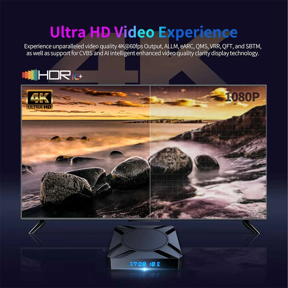 Amlogic S905X5-M Quad Core ARM Cortex A55 Mail G310 V2 6nm Chipset AV 1 Android 14 4K AI SR Dual WiFi Smart TV Box
