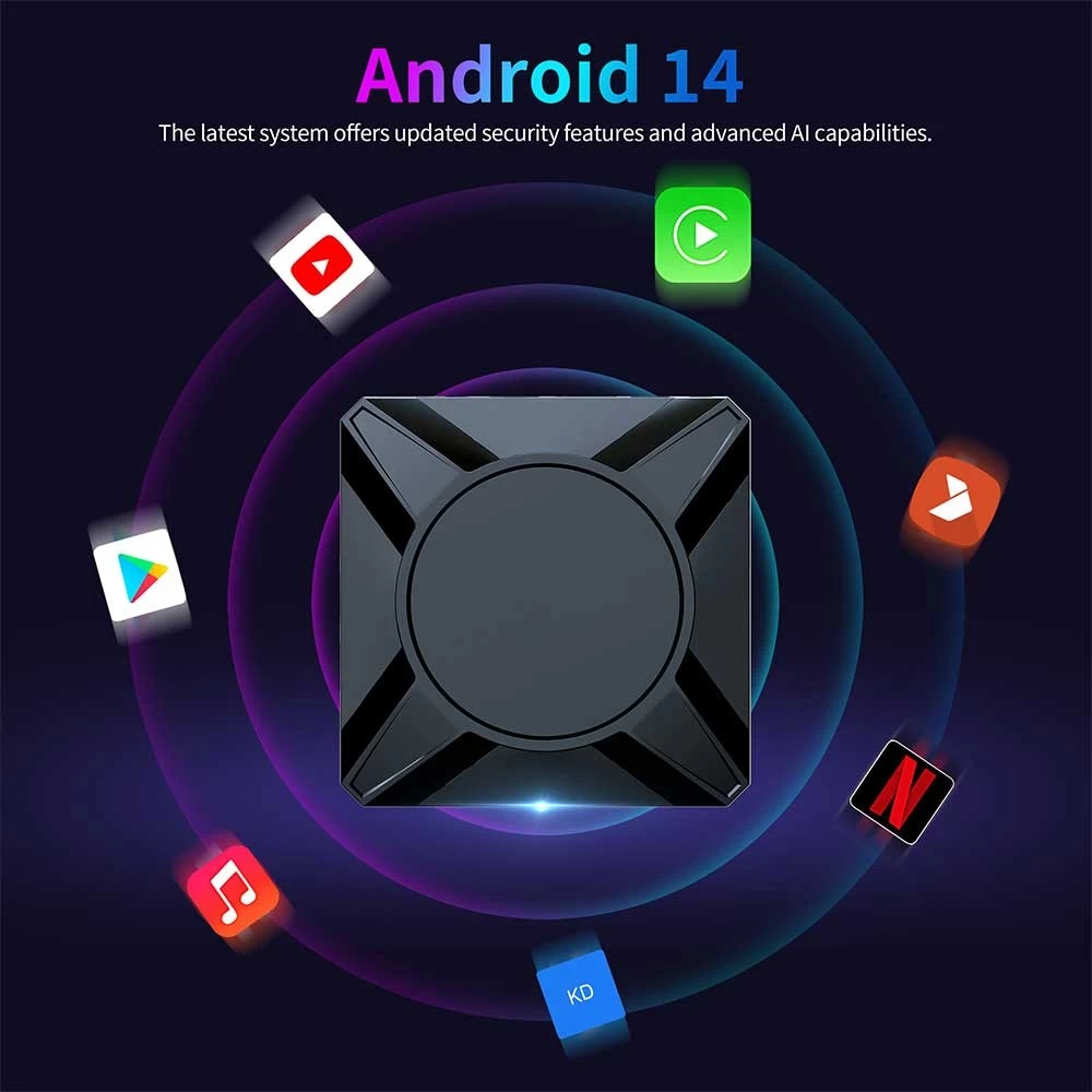 Amlogic S905X5-M Quad Core ARM Cortex A55 Mail G310 V2 6nm Chipset AV 1 Android 14 4K AI SR Dual WiFi Smart TV Box