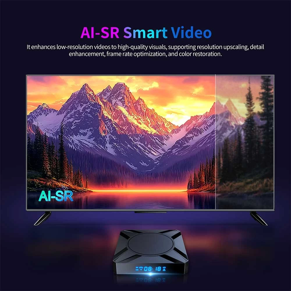 Amlogic S905X5-M Quad Core ARM Cortex A55 Mail G310 V2 6nm Chipset AV 1 Android 14 4K AI SR Dual WiFi Smart TV Box
