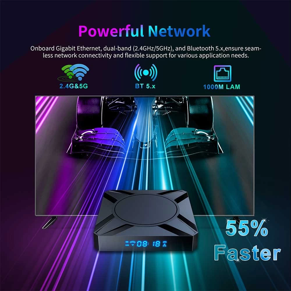 Amlogic S905X5-M Quad Core ARM Cortex A55 Mail G310 V2 6nm Chipset AV 1 Android 14 4K AI SR Dual WiFi Smart TV Box