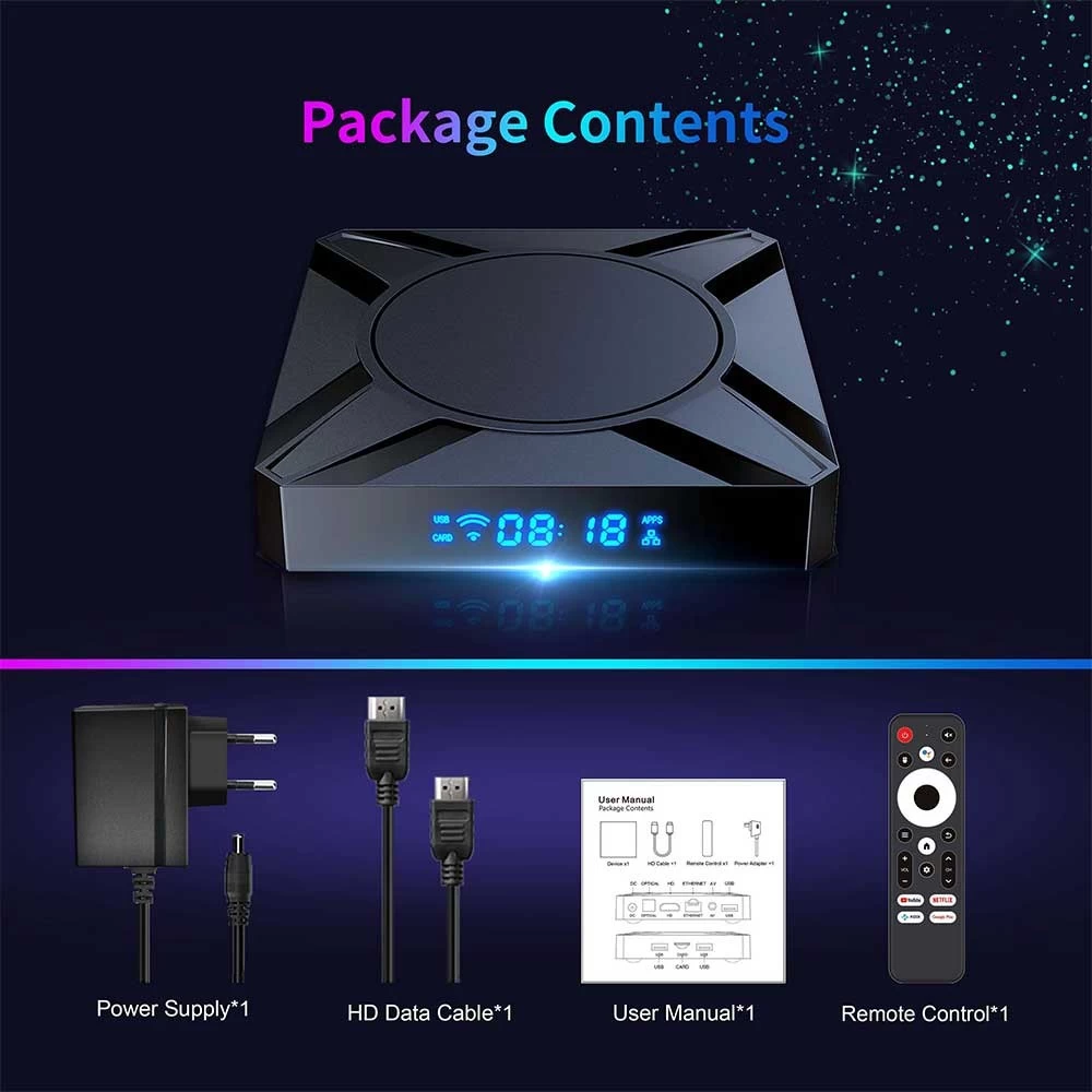 Amlogic S905X5-M Quad Core ARM Cortex A55 Mail G310 V2 6nm Chipset AV 1 Android 14 4K AI SR Dual WiFi Smart TV Box