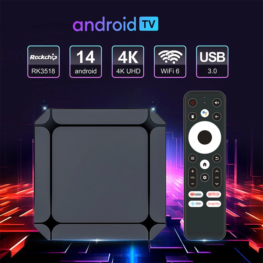 Google TV Box Android 14 RK3518 Quad Core 4K ULTRA HD WiFi 6 Google TV OS | SZTomato