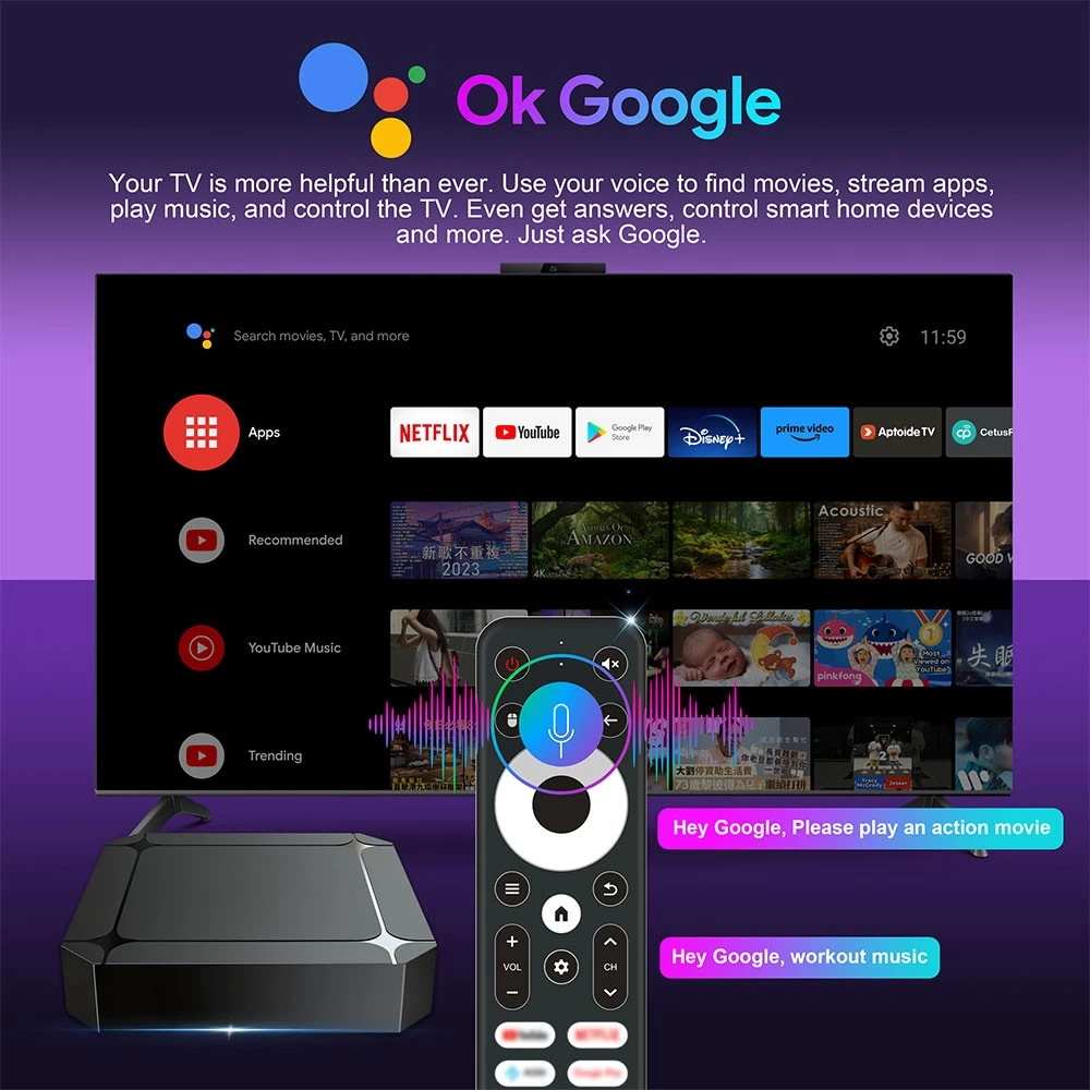 Google TV Box Android 14 RK3518 Quad Core 4K ULTRA HD WiFi 6 Google TV OS | SZTomato