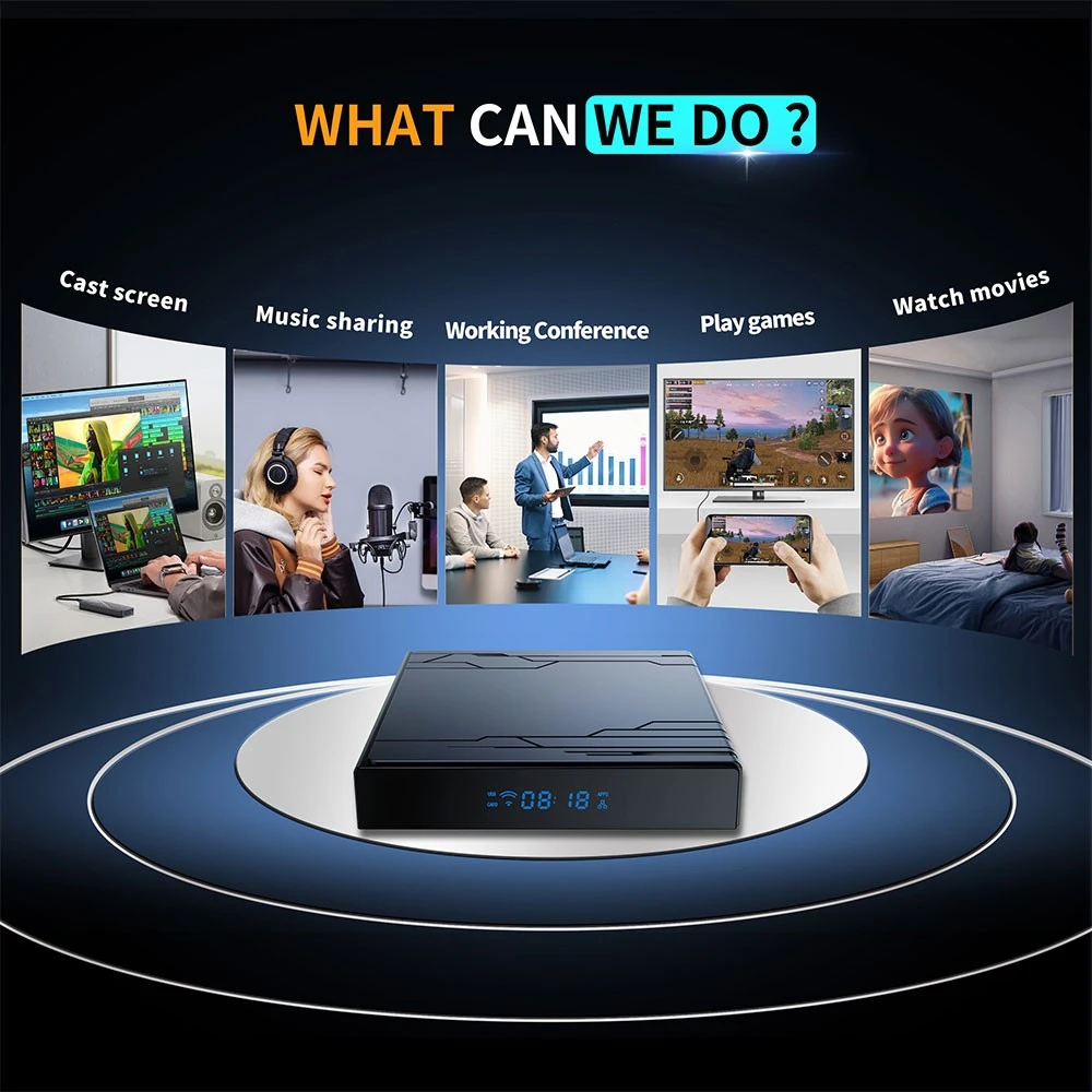 Amlogic S905Y5 Quad Core ARM G31 MP2 GPU Android 14 WiFi 6 4K ULTRA HD AV1 HDR10+ Smart TV Box