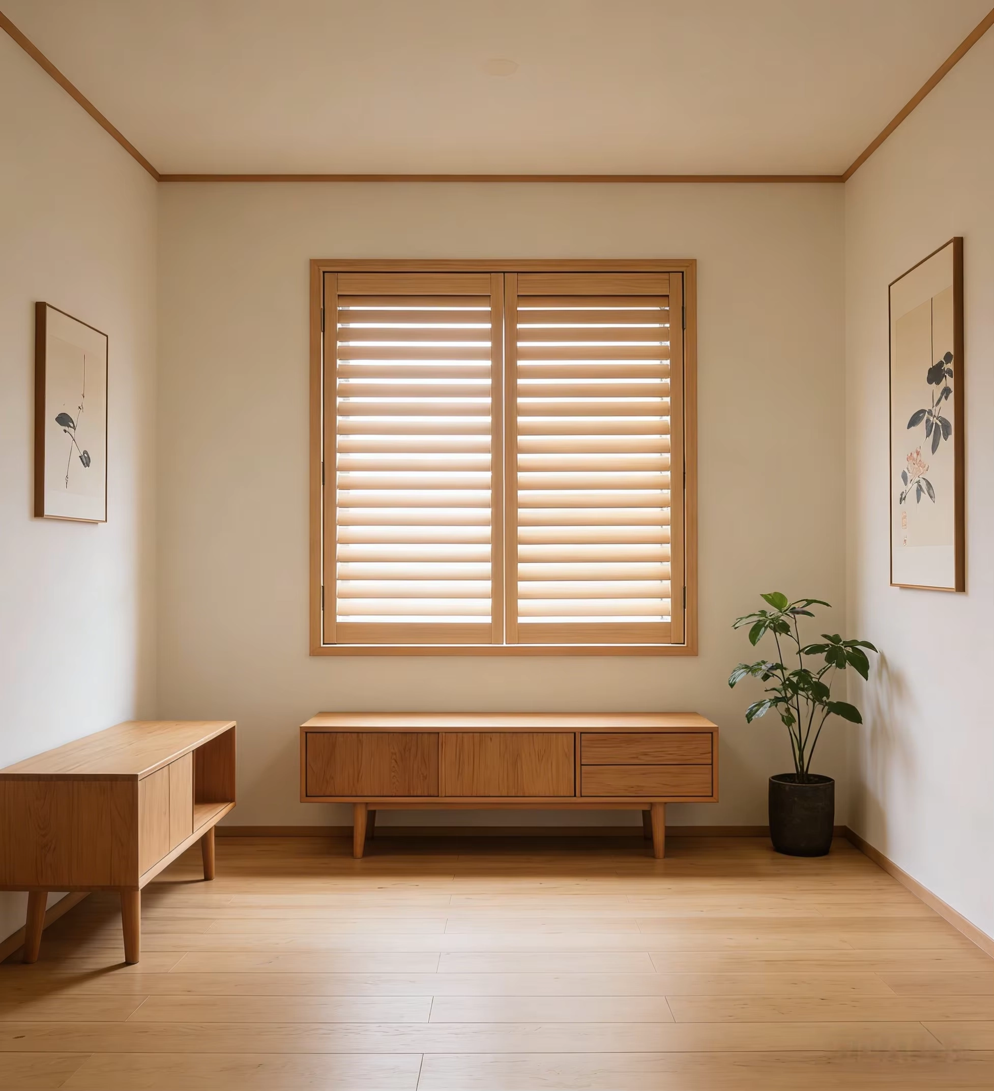 China High Quality Huasheng 100% Blackout  Wooden Plantation Shutter White Painted Paulownia Wood Eco-Friendly Durable ISO manufacturer