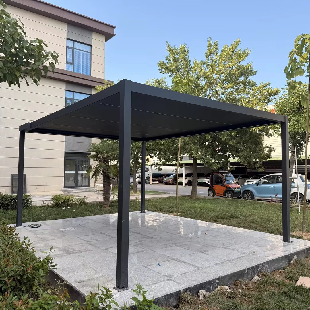 Huasheng Installs Premium Outdoor Shutter Pergola: Shading Meets Architecture