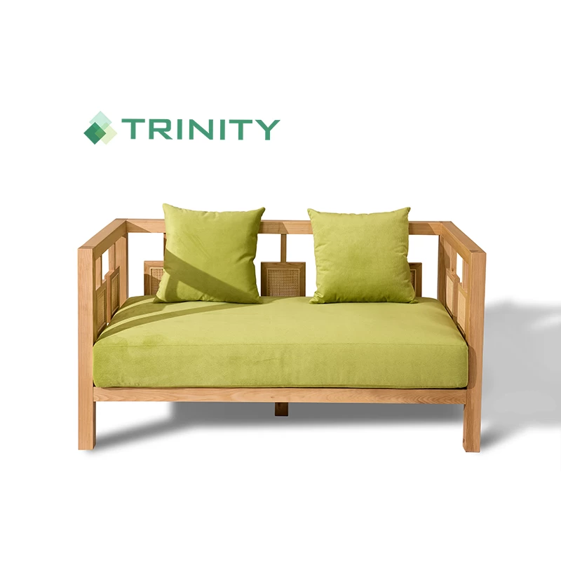 Khung gỗ tùy chỉnh Ghế sofa nhiệt đới châu Á với thiết kế mây đan