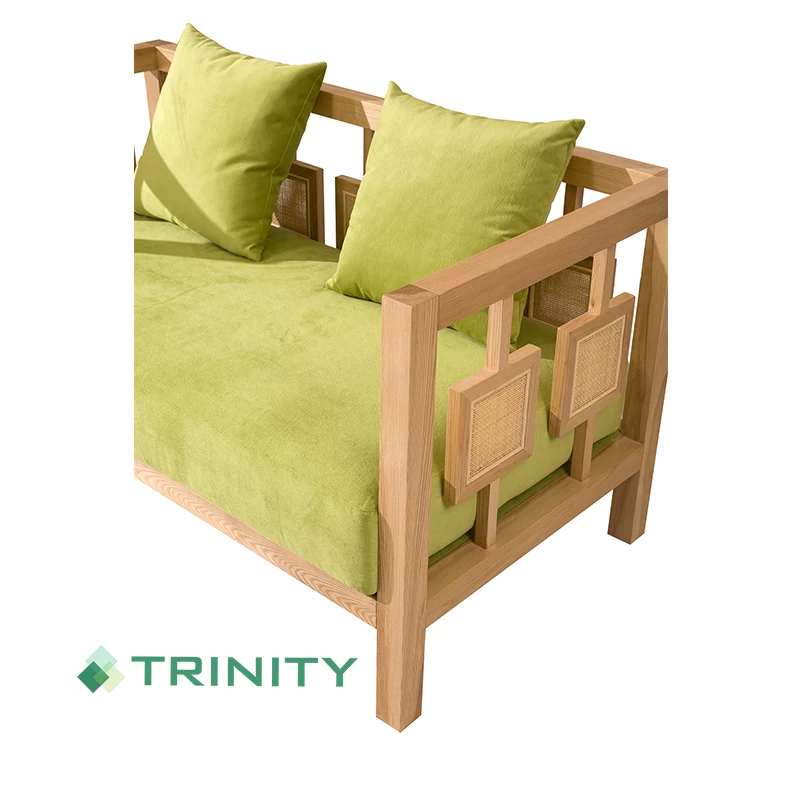 أريكة استوائية آسيوية بإطار خشبي مخصص بتصميم روطان ويكر