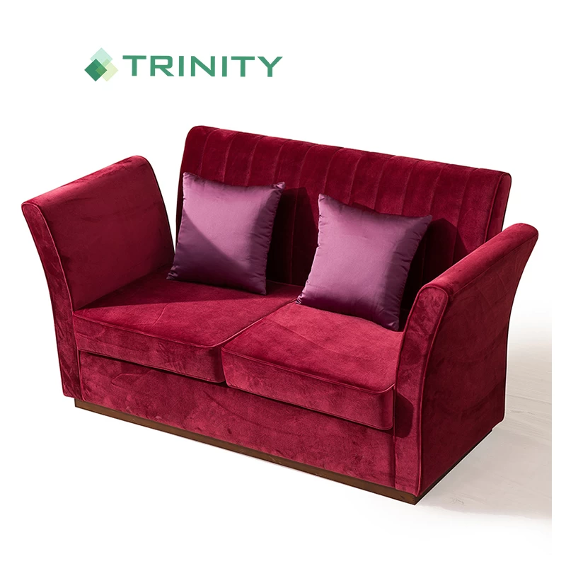 Custom Hotel Furniture Upholstered Red Velvet Modern Loveseat Sofa