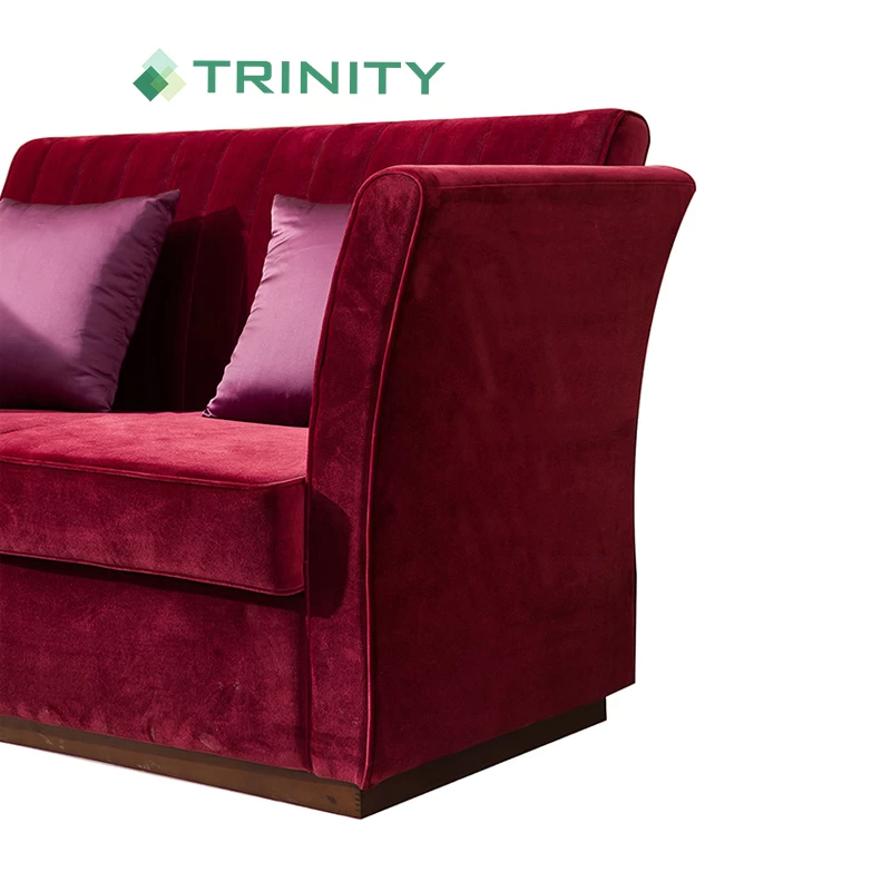 Custom Hotel Furniture Upholstered Red Velvet Modern Loveseat Sofa