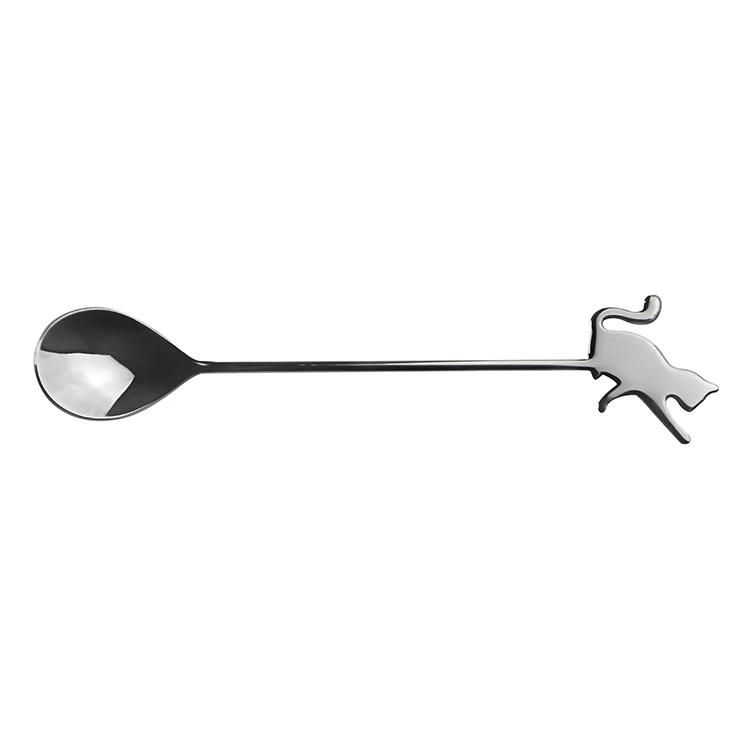 High Quality Durable Stainless Steel Cutlery Dessert Long Cat Shape Spoon