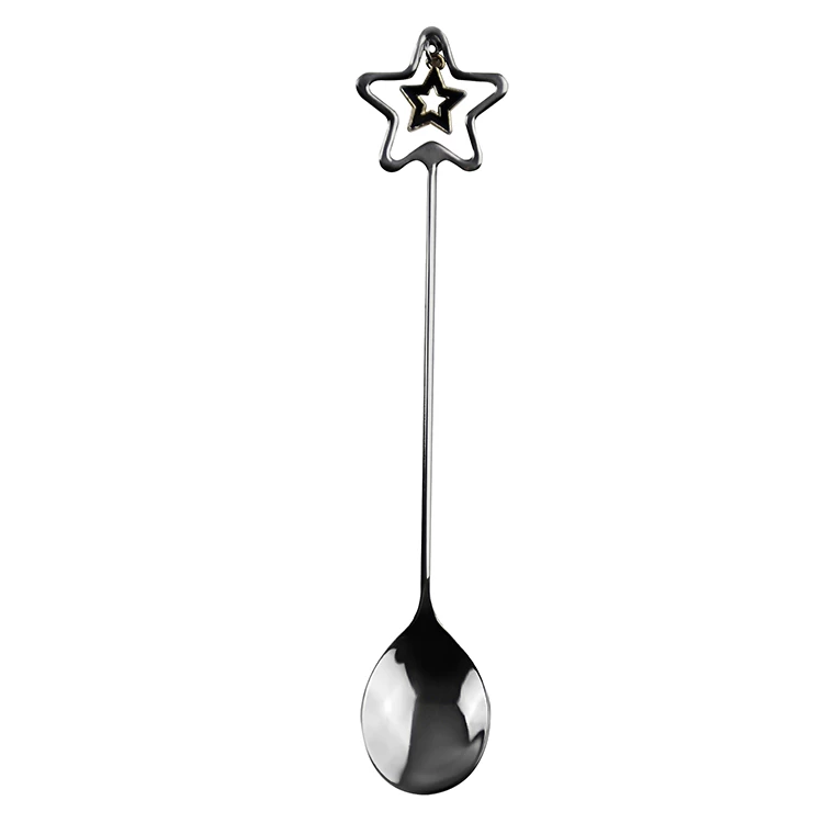 Custom Kitchen Tea Spoon Food Grade Stainless Steel Stars Shape Silver Spoon