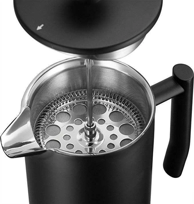 支持定制标志黑色双壁食品级不锈钢法式咖啡机