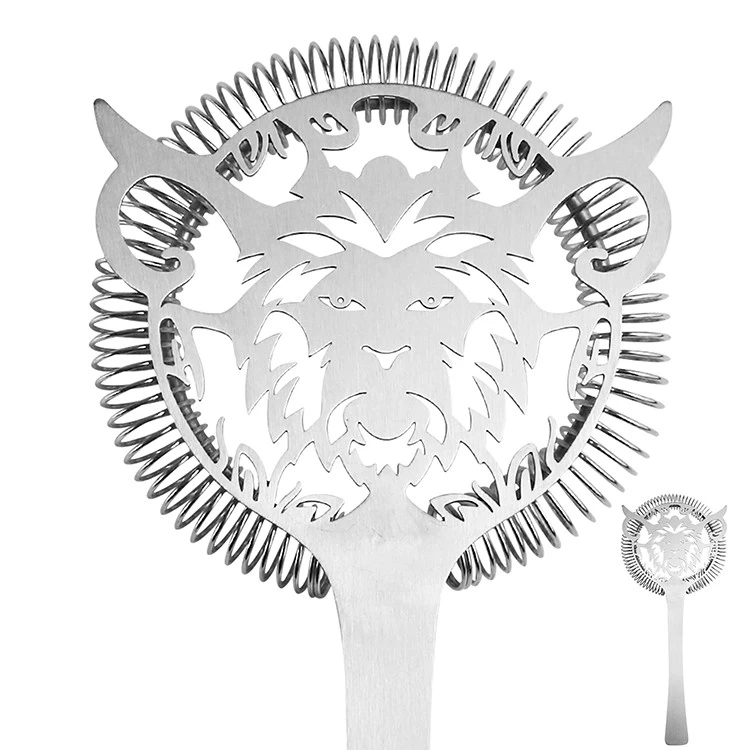 High Quality Food Grade Stainless Steel Lion Shape Bartender Tools Bar Cocktail Strainer