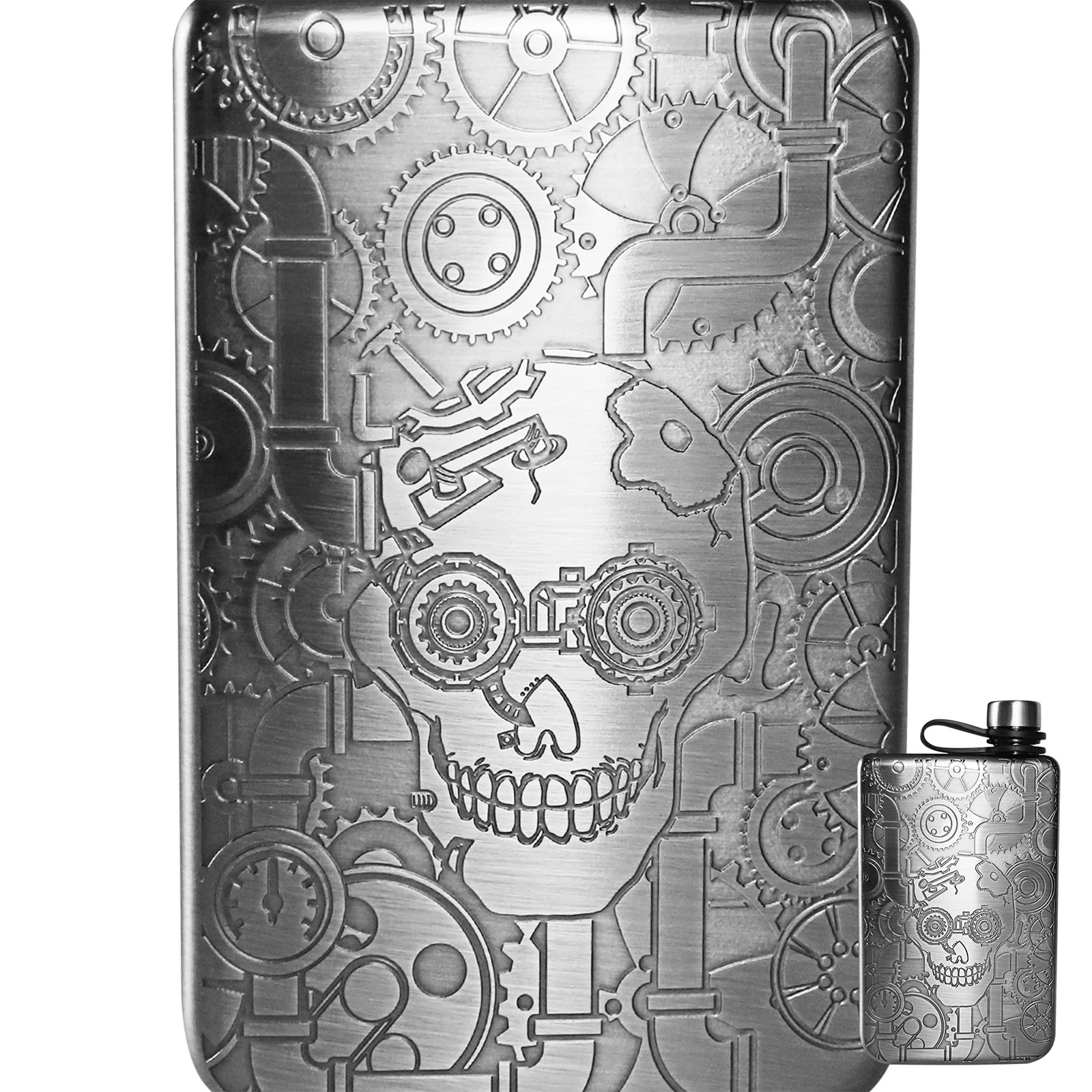 China stainless steel steampunk style hip flask manufacturer