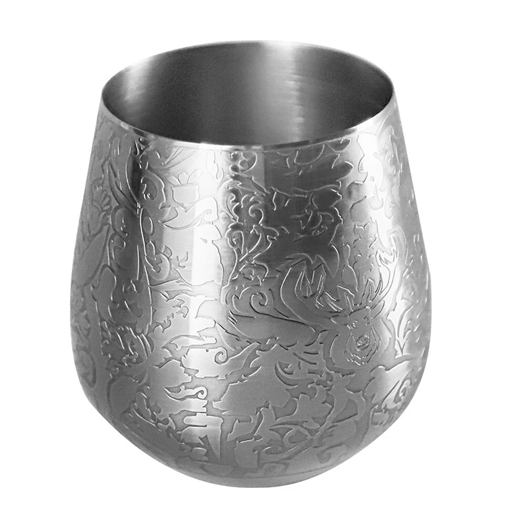 China stainless steel etch black wine glass manufacturer,China stainless steel cocktail glass supplier