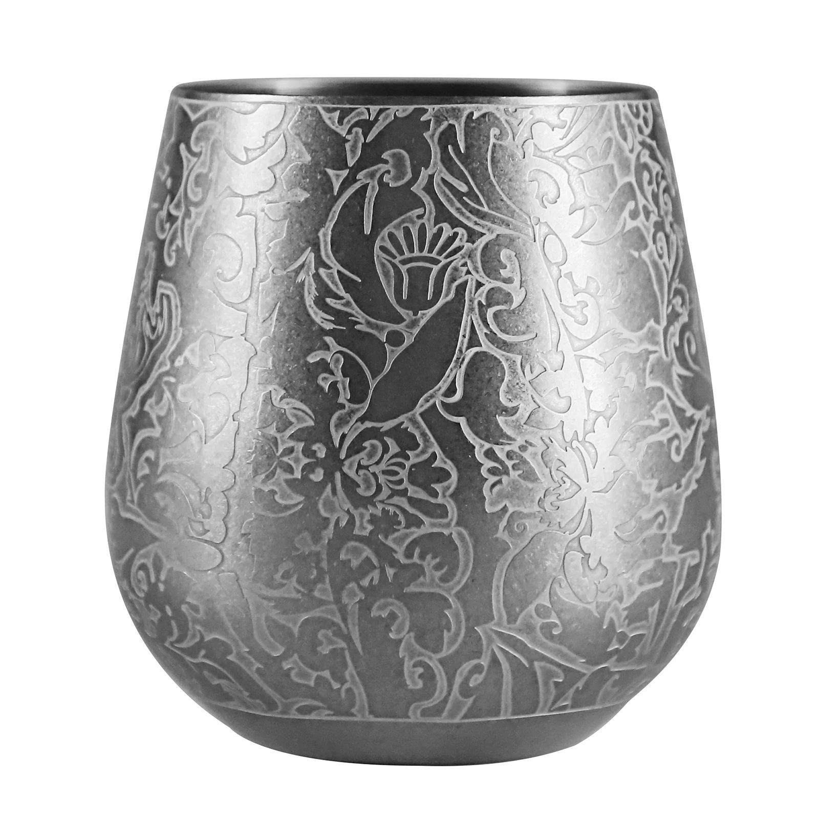 China stainless steel etched deer heads pattern wine tumbler manufacturer