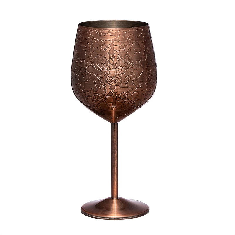 Gobelet à vin en acier inoxydable plaqué cuivre gravé