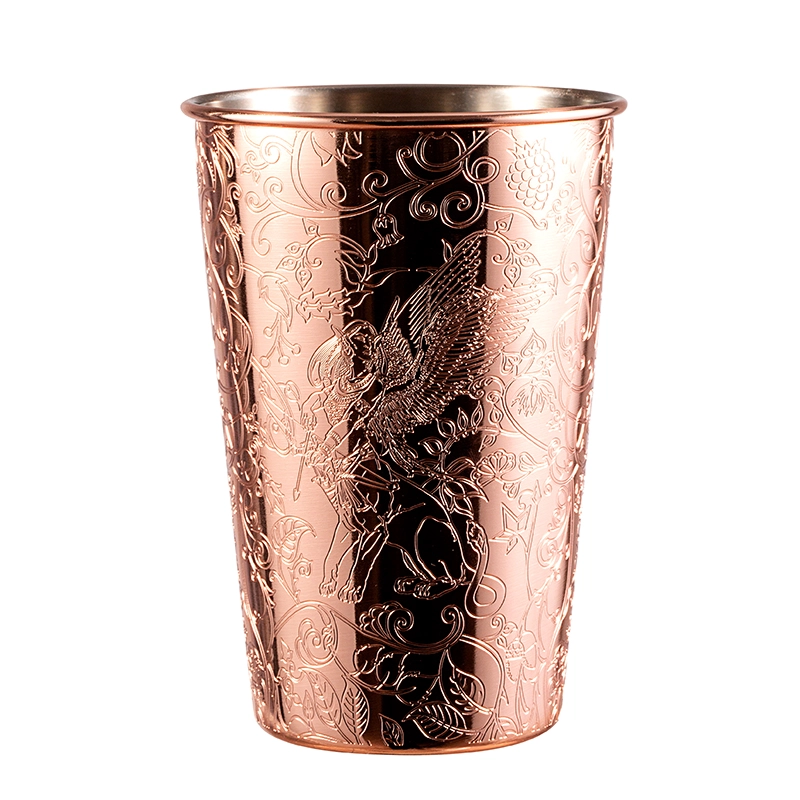 Tasse à pinte gravée en acier inoxydable plaqué cuivre