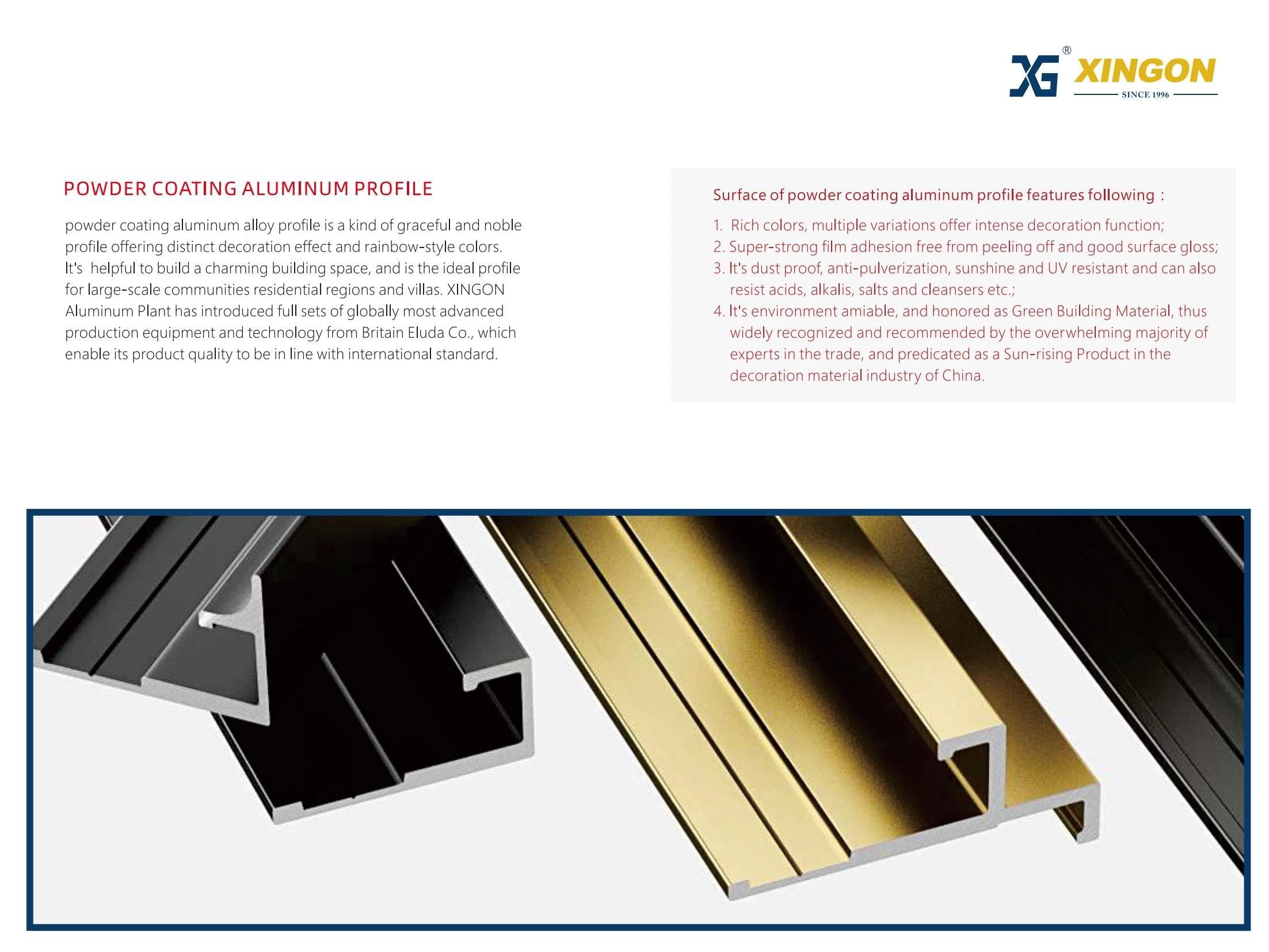 Perfil de aluminio de Xingon