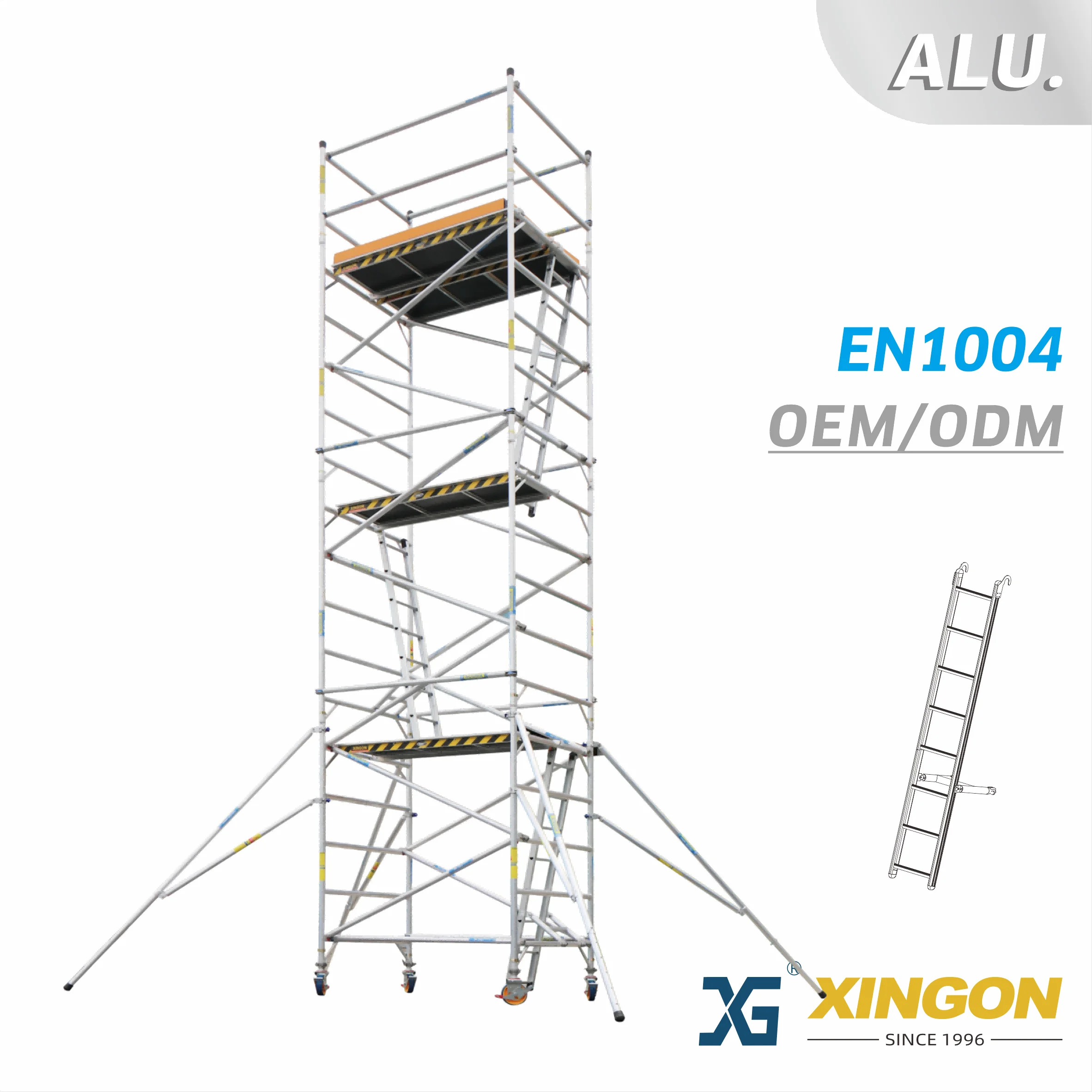 XG-178SD 【ALUMINIUM】 Échafaudage large avec échelle à 20°
