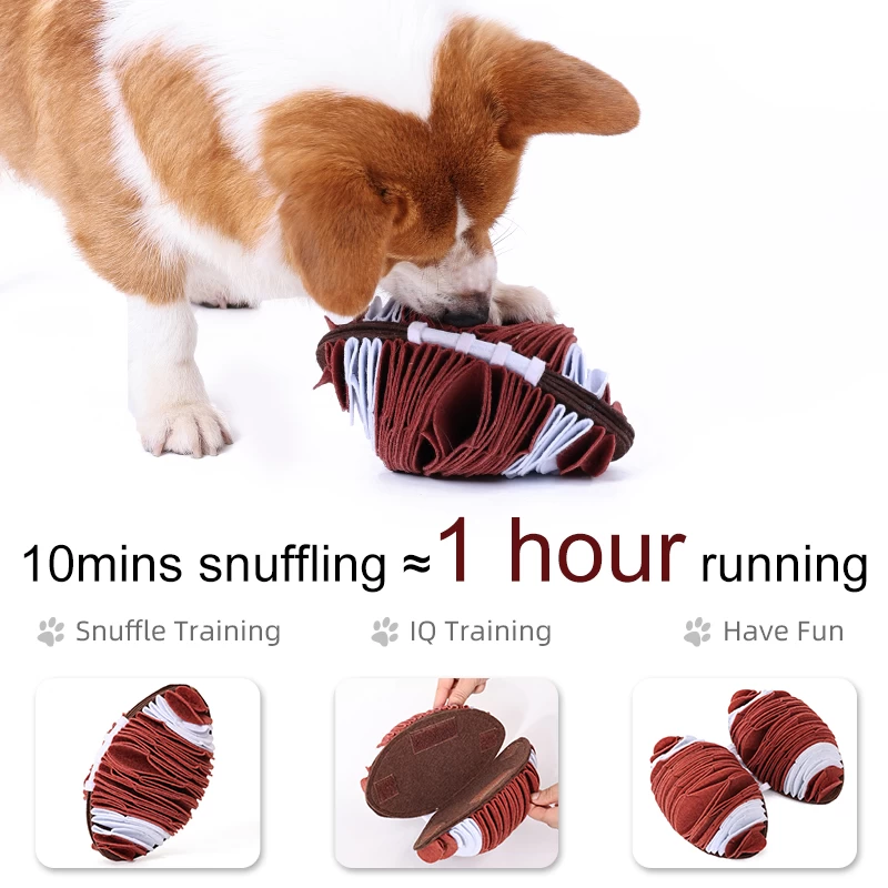 Juguete Snuffle para perros con diseño de rugby