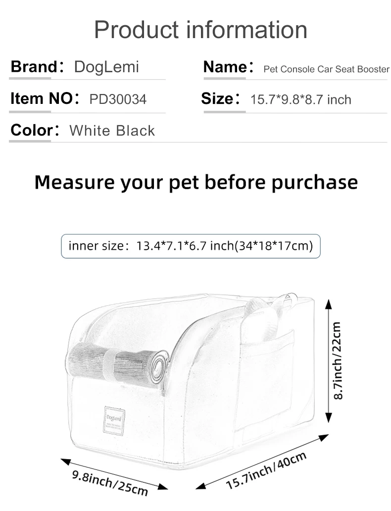 Acheter Lit de voiture pour chien à console centrale, siège d'auto  rehausseur pour chien en velours arctique, sièges d'auto pour chien  lavables pour petits chiens et chats, siège d'auto pour chiot, fournitures