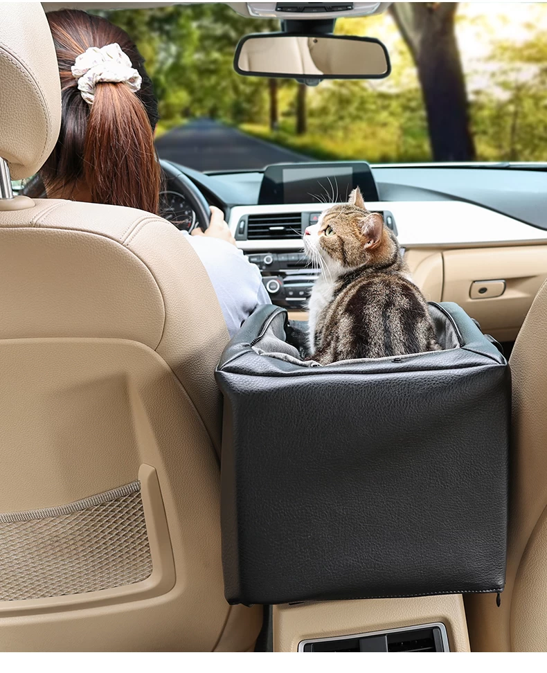 Siège de voiture pour chien - Console centrale - Rehausseur pour petit chien  et chat - Siège rehausseur avec Velcro fixe et sangles plus épaisses pour  chiens, chats, animaux jusqu'à 10 kg 