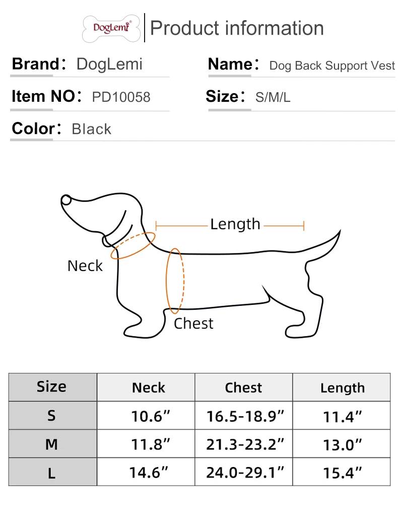 Dog Back Brace for IVDD,Pet Dog Back Brace Comfortable Full Body Harness  Doiiy