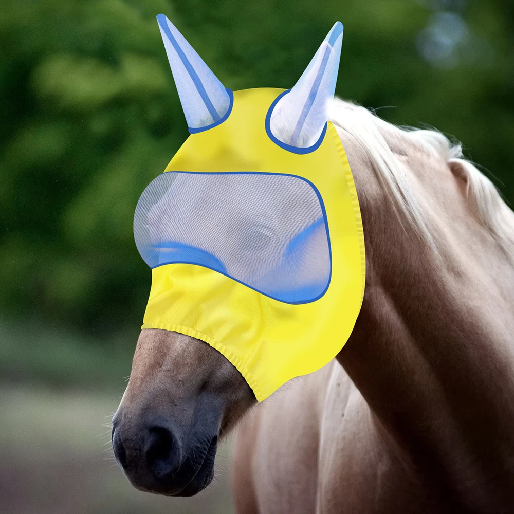 Horse Fly Mask Bugs Moskitos Prevention Atmungsaktive Pferdeschutzmaske (mit Ohrteil)