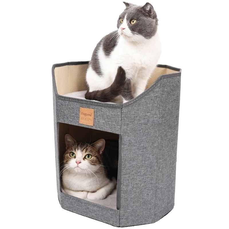 porcelana Arena para gatos plegable de cuatro estaciones de doble capa de selección de dos colores fabricante