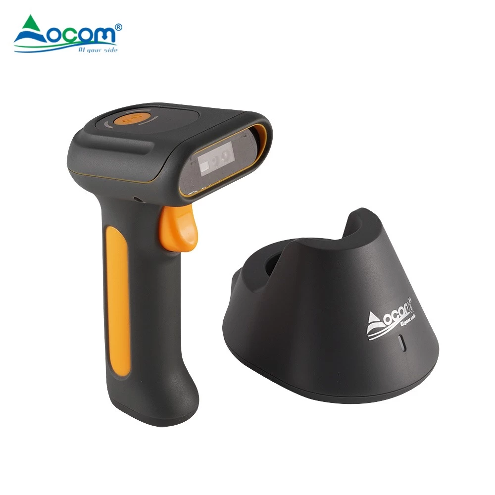 Pos Mini Portable Handheld Qr 1D 2D Wireless Barcode Scanner With Stand For Supermarket Sale